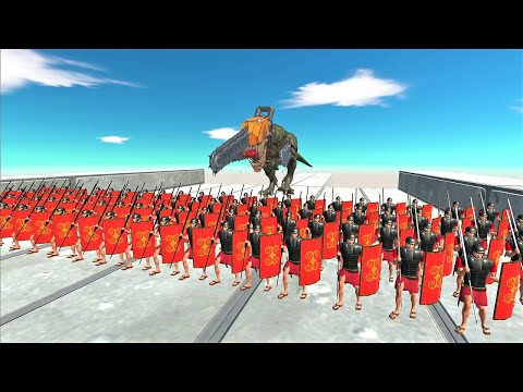 Run away from Chainsaw T-rex. Can you survive to the goal?! | Animal Revolt Battle Simulator