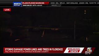 Strong storms damage power lines, trees in Florence, Kentucky
