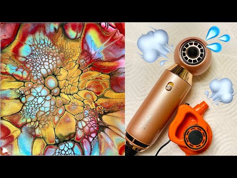 (57) Pretty colors bloom♥️/Blowers practice💨/Sheleeart Bloom Technique/Fluid Art/フルイドアート ブルームテクニック