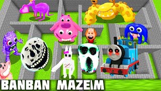 SURVIVAL IN BIG MAZE WITH GARTEN OF BANBAN 3 & CURSED THOMAS in Minecraft - Gameplay - Animation