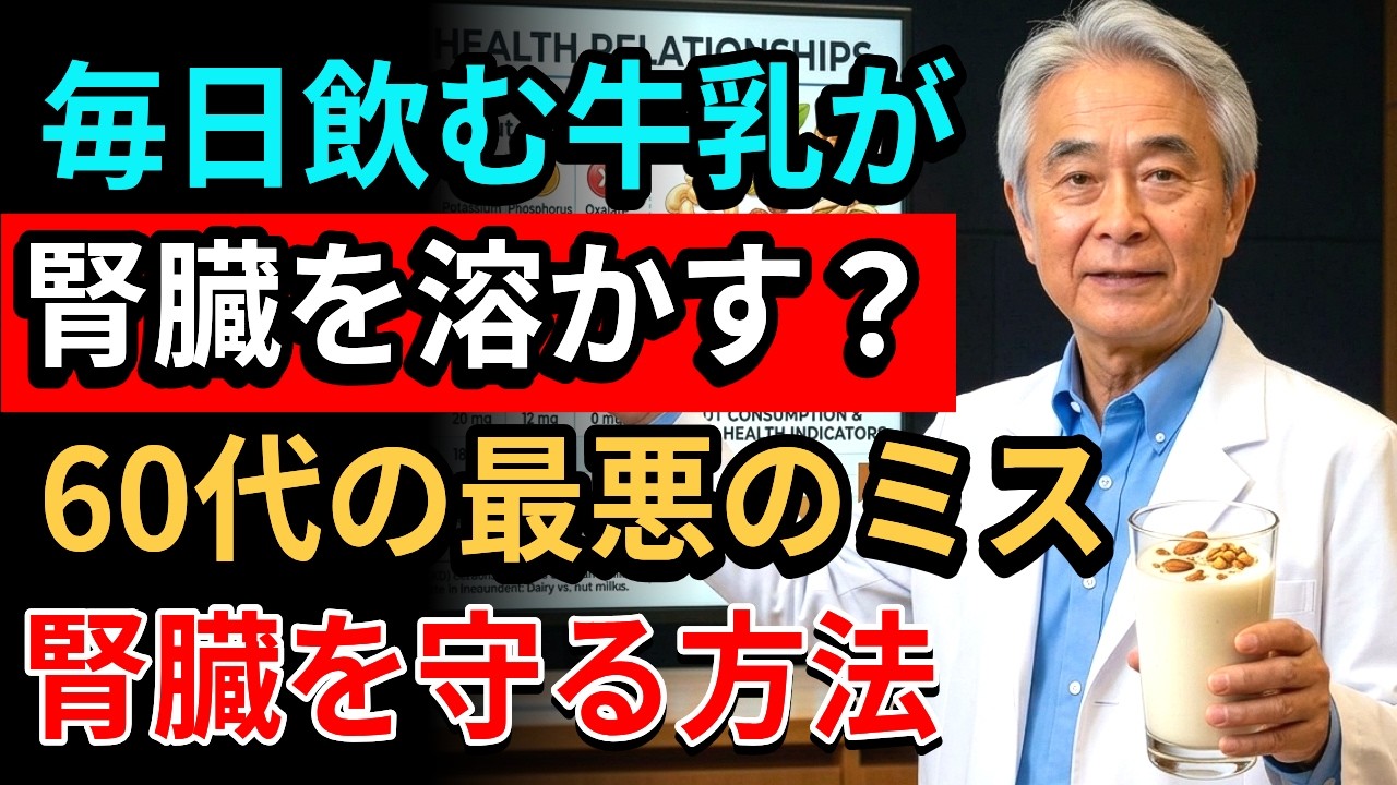 【70代は閲覧注意】腎臓を静かに壊す「最悪のナッツミルク」！命を救う最強の食べ物4選｜医師が教える腎臓病予防と健康寿命