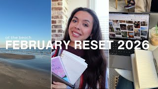 February Reset Routine (goal setting, journaling at the beach, new books, etc)