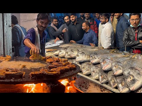 Salmon Fish Cutting Skills | Fried Fish & Grilled Fish Lahori Masala Fish Fry | Street Food Pakistan