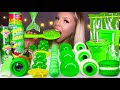 ASMR GREEN FOOD APPLE JELLY EDIBLE TEDDY BEAR HAIR BRUSH SOUR CANDY SHEET JELLY MUKBANG 먹방