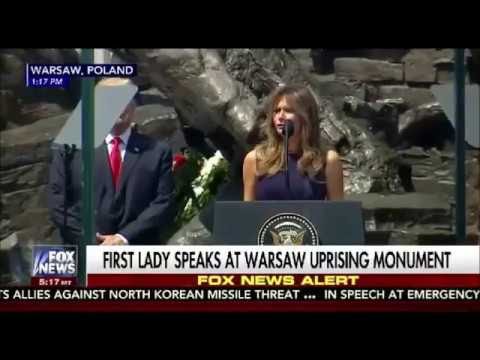 Melania Trump speaks at Warsaw Uprising Monument in Poland
