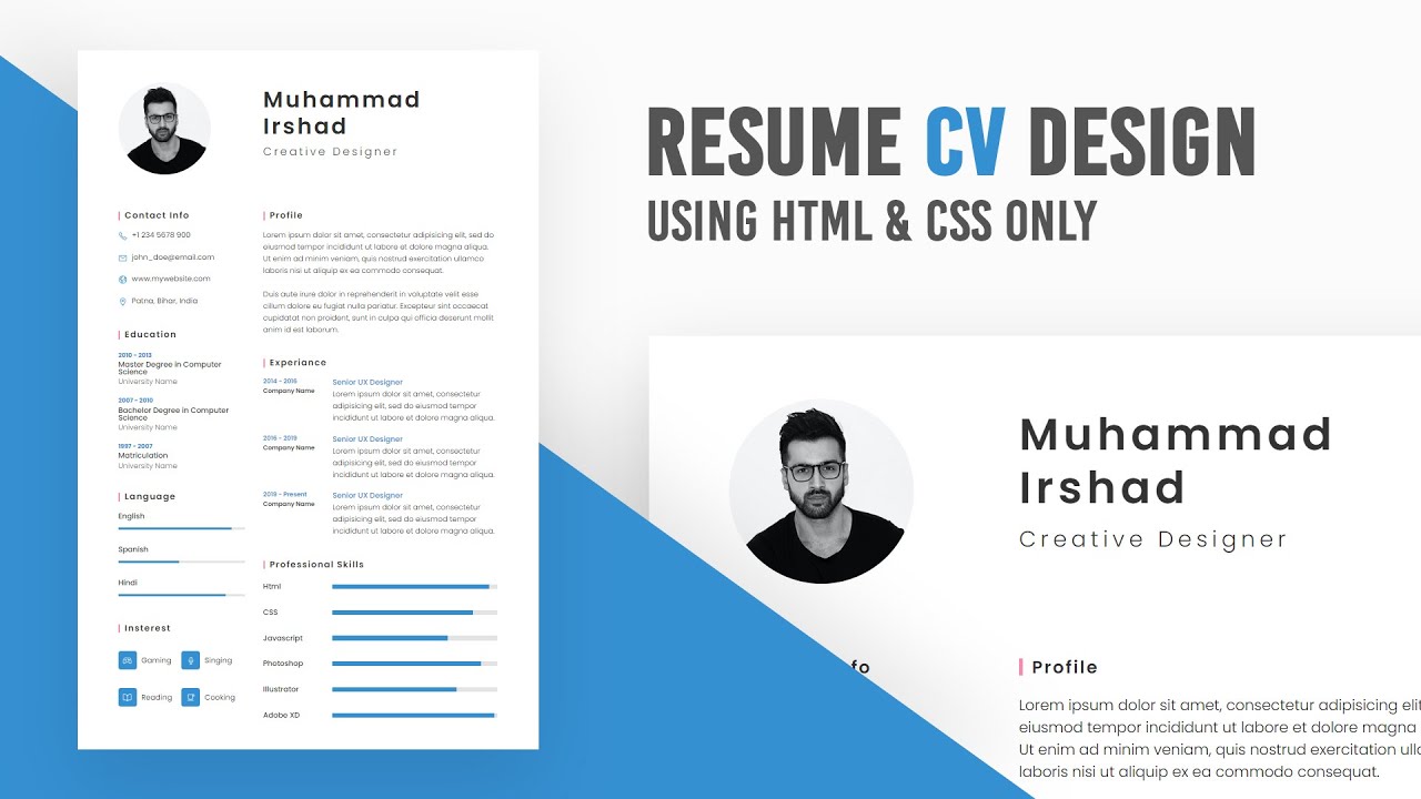 Resume CV design in HTML CSS