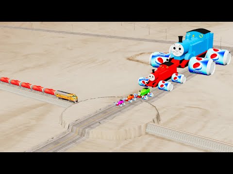Thomas the Tank Engine Soda Wheels Big & Small Vs Bulge Vs Train Cross Over - BeamNG.Drive