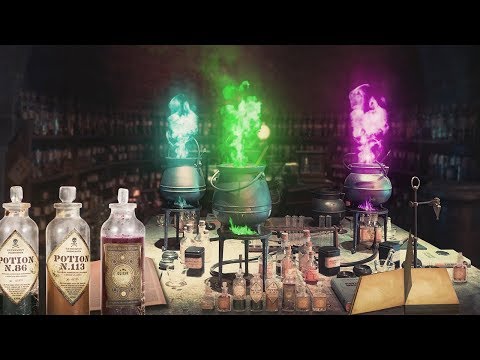 Snape's potions Classroom ⚗️🐍 [ASMR] Harry Potter Ambience ⚡ Brewing & bubbling cauldron Relax Study