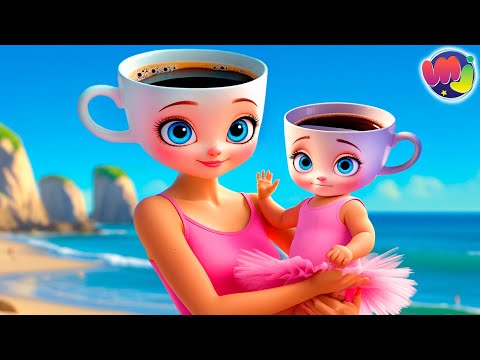 ☀️ ☕ CAPUCHINA BALLERINA goes to the BEACH with her BABIES 🌴 CHILDREN'S CARTOONS 🩷
