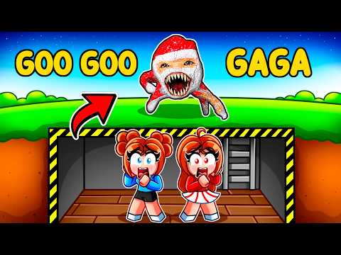 WE BUILT A BUNKER To HIDE From GOO GOO GAGA In ROBLOX!