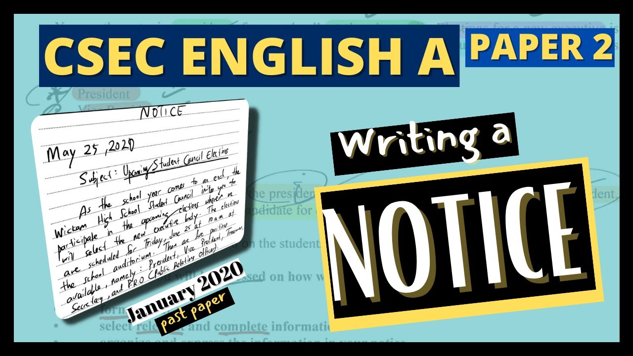 CSEC English A Paper 2: Writing a Notice (Expository Writing)
