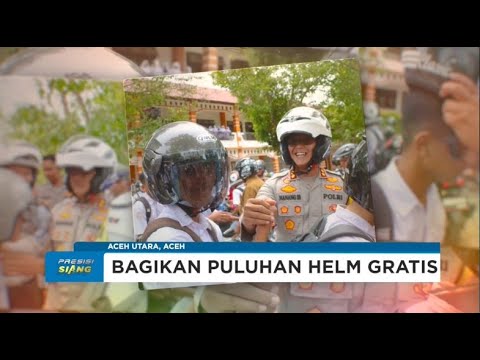 POLRES ACEH UTARA BAGI BAGI HELM GRATIS DI SMAN 1 LHOKSUKON