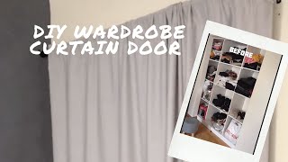DIY Closet/ Wardrobe Curtain Doors | How to Cover up an open wardrobe or Shelf