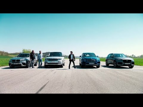 Bentley Bentayga vs Range Rover Supercharged vs Jaguar F pace vs BMW X5M Drag Race