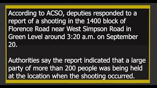 Alamance County Sheriff's Office investigating Green Level shooting that injured five on Saturday