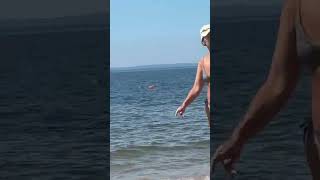 USA. Brighton Beach, Brooklyn, NY today August 15, 2026;Ocean , People  and small dog  #NYC #Beach