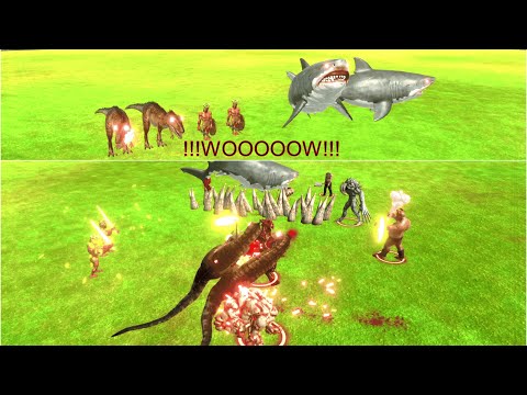 😱NEW😱2 ACHILLES,CARCHARODONTOSAURUS,MUTANT MEGALODON vs ALL TEAMS - Animal Revolt Battle Simulator
