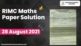 RIMC Maths Paper Solution | Analysis | Rashtriya Indian Military College | RIMC 28 AUG 2021