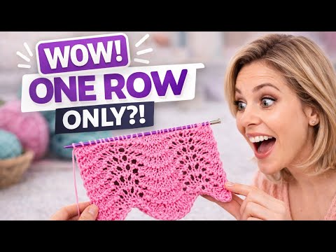 Fan &amp; Feather Stitch (Easy Lace Pattern with 1-Row Repea