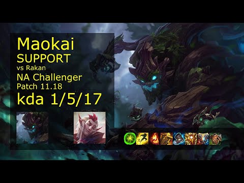 Maokai Support vs Rakan - NA Challenger 1/5/17 Patch 11.18 Gameplay