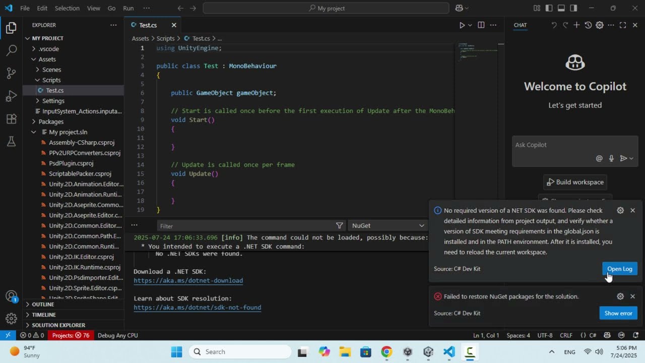 Fix Failed to restore NuGet packages for the solution | Fix No required version of NET SDK was found