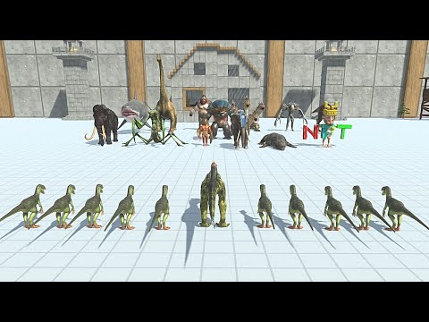CRYOLOPHOSAURUS WITH DEINONYCHUS VS BOSS - Animal Revolt Battle Simulator