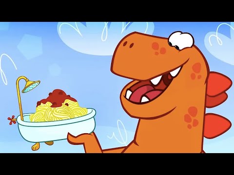 Om Nom Cafe  🍰 Hungry Dinosaur 🦖  Funny cartoons for kids