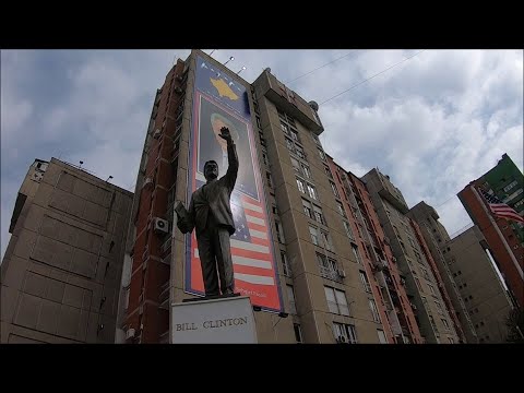 Walk around a street of Prishtina, Kosovo