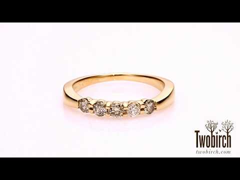 0.5 Carat Five Stone Shared Prong Pinched Shank Wedding Band - TwoBirch - TB-WR-0245-YG-H