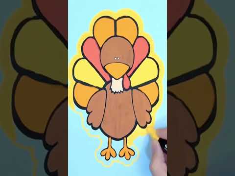 Coloring a Cute Turkey with POSCA Markers 🦃 #turkey #coloring #art