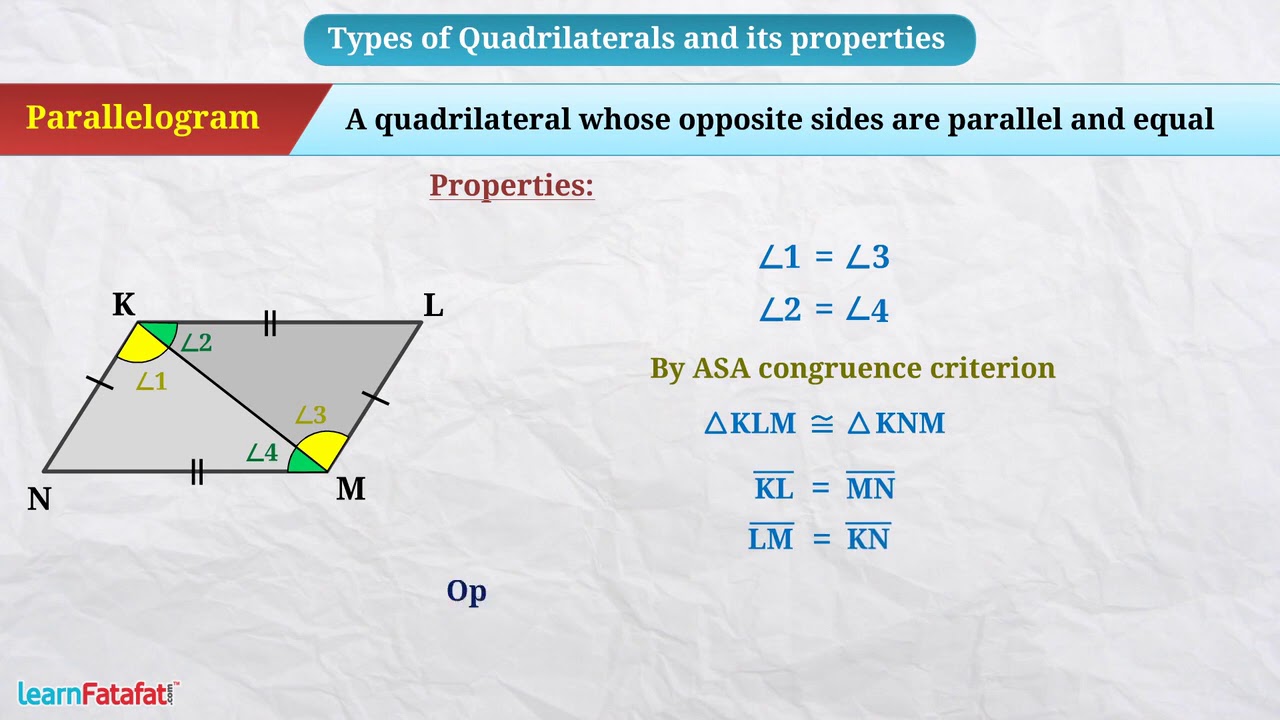 Understanding Quadrilaterals Class 8 Maths - Types of Quadrilaterals and its Properties