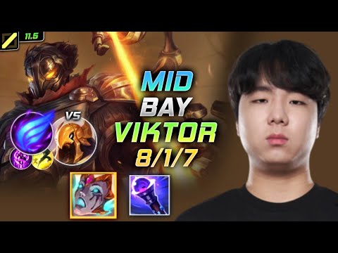 Bay Viktor MID vs Azir - 베이 미드 빅토르 템트리 룬 리안드리 난입 ビクター Виктор 机械先驱 維克特 - LOL KR 11.5