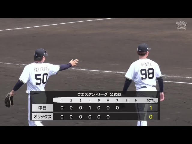 【ファーム】バファローズ・山中稜真・横山聖哉・権田琉成 完璧な連携プレーで併殺を完成!! 2025年5月15日 オリックス・バファローズ 対 中日ドラゴンズ