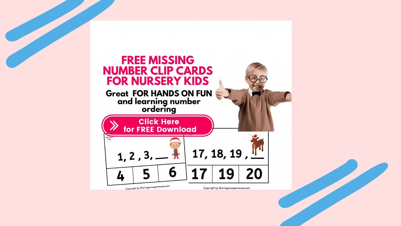 Missing Number worksheets 1 20 pdf – Free Printable clip cards for what comes after Nursery kids 1