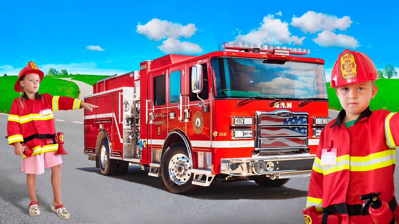 Naomi and David Hero Adventure! Firefighter and Police Fun