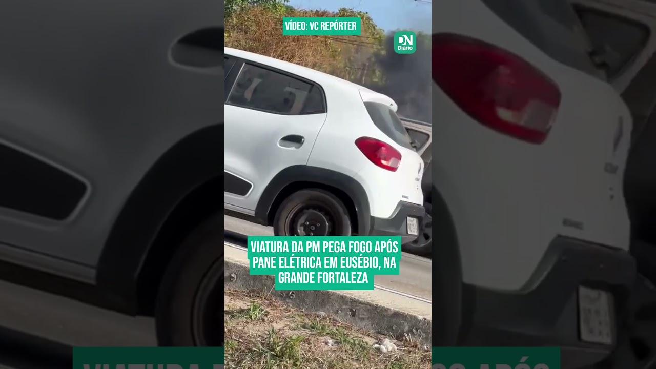 Imagem da notícia Viatura da PMCE pega fogo após pane elétrica em Eusébio; veja vídeo 