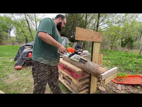 Stihl MS271 Test cut after muffler mod