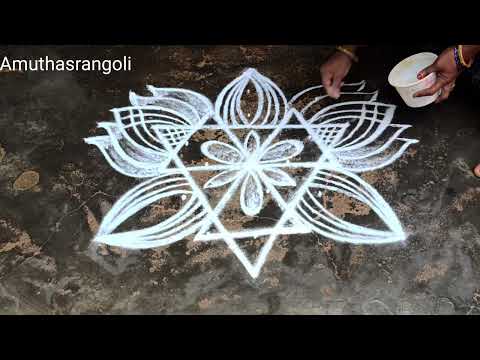 Easy Purattasi rangoli/ daily use rangoli design/ star kolam/ kaavikolam/ 