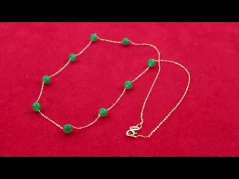 Teleios Luxe 18K Gold 4mm Green Jade Beaded Jewelry Set - TL0000268