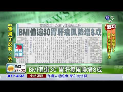 BMI值逾30 胃肝癌風險增8成