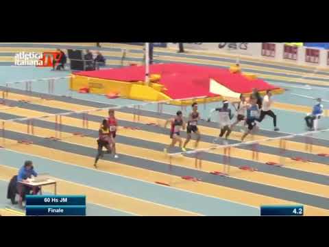 60 metri ostacoli finale juniores maschile Campionati italiani juniores e promesse indoor 2022