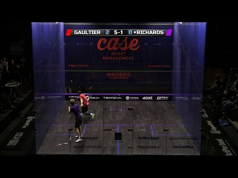 Squash: Funny - Richards loses racket... but not the rally!