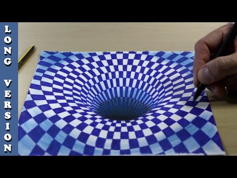 Black Hole in Blue Chess 3D Trick Art on Paper, Long Version