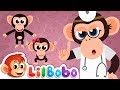 5 Little Monkeys Jumping on the Bed - Bouncing Surfaces | Little BoBo Nursery Rhymes - FlickBox Kids