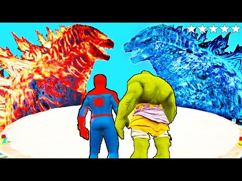 Godzilla Fire VS Hulk & Godzilla Ice VS Spider Man PS4