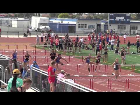 VarG 100m H vs HB & Newport 4-6-16 - Los Alamitos Girls