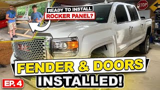 Ep. 4 GMC Sierra Duramax 2500 | Installing Fender, Doors, and Rocker Panel