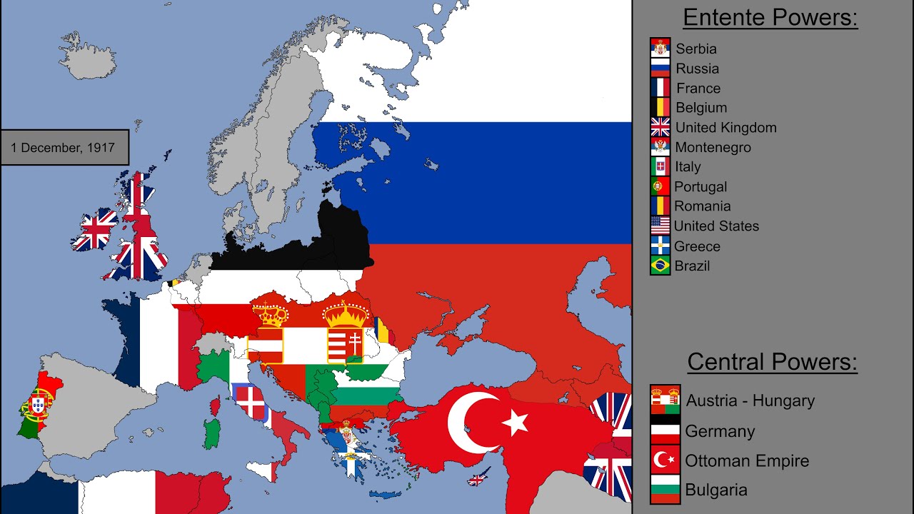 World War I in Europe with Flags: Every Day