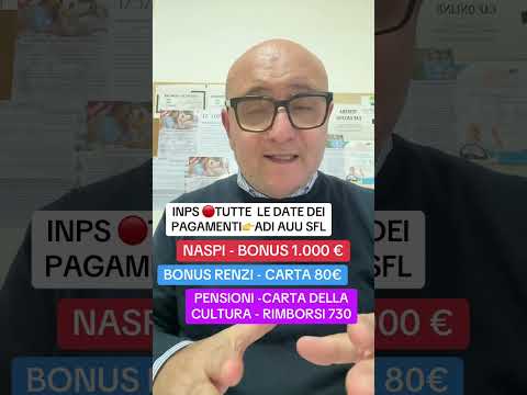 INPS🔴DATE PAGAMENTI -ADI AUU SFL BONUS 1000€ Carta 100€ NASPI Pansioni di febbraio Anticipo - Renzi 