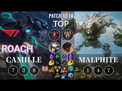 T1 Roach Camille vs Malphite Top - KR Patch 10.14